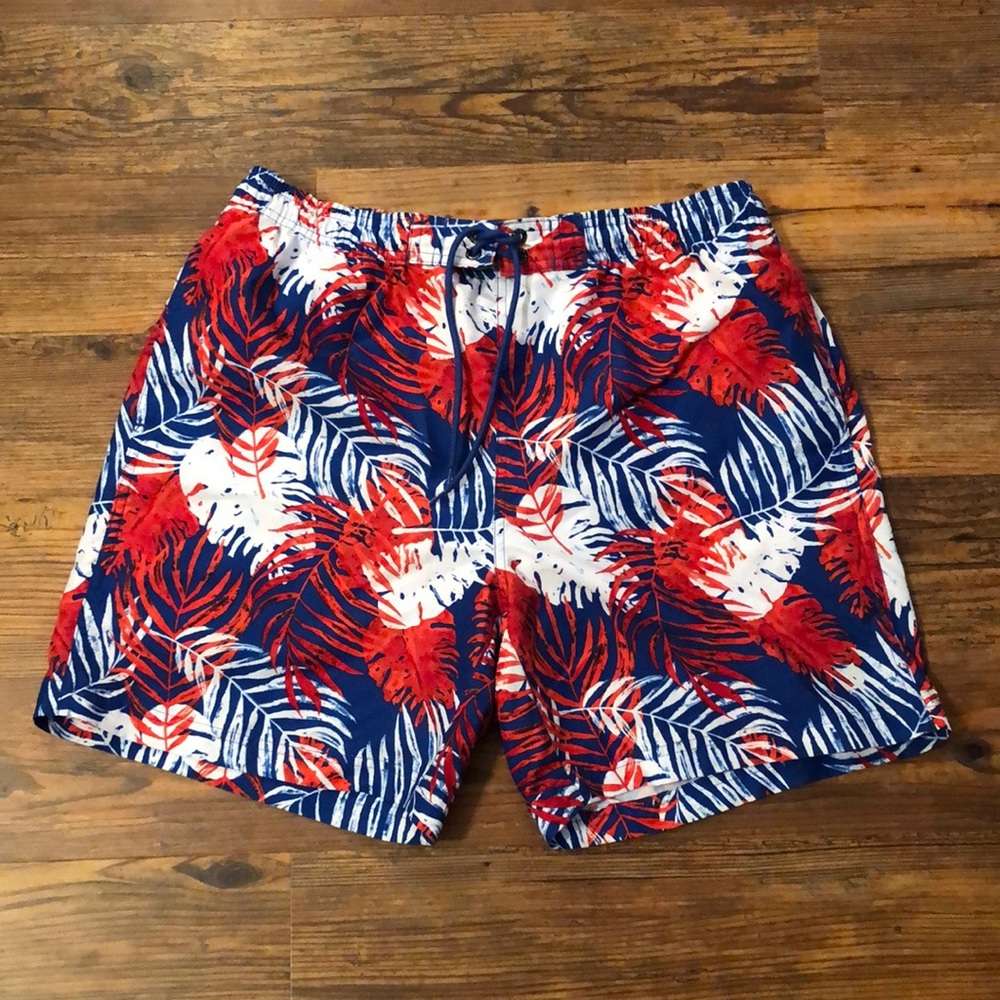 Tropical Red and Blue Men's Swim Shorts